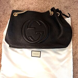 Gucci Soho Interlocking G Leather Pebbled Calfskin Chain Shoulder Bag